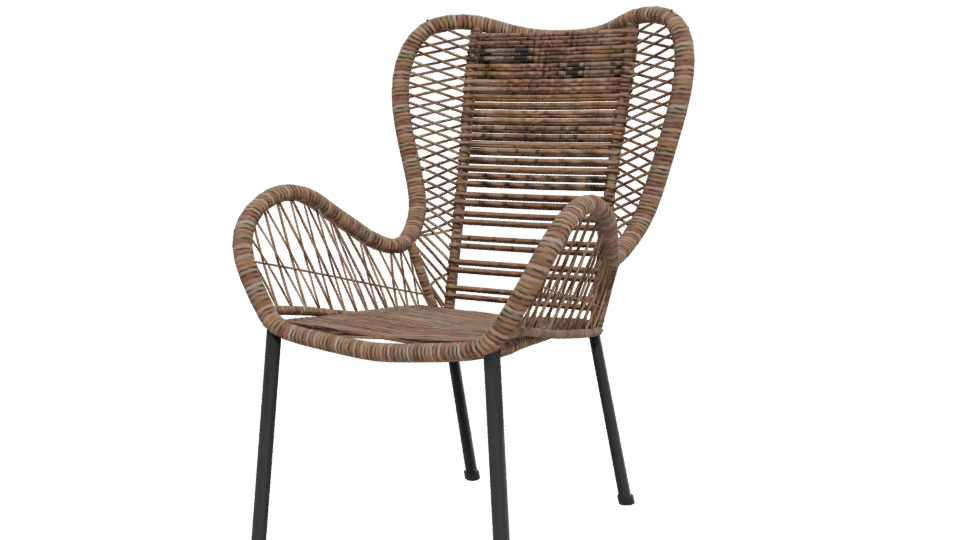 Stylish Rattan Lounge Chair 3D - Professional 3D Model Render 12