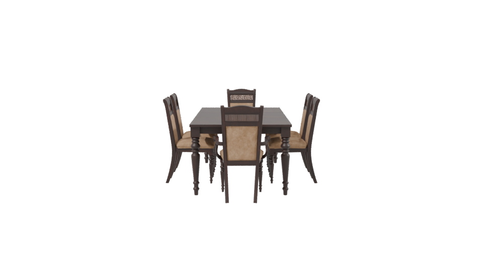 Elegant Wooden Dining Table Set 3D Model - Professional 3D Model Render 2