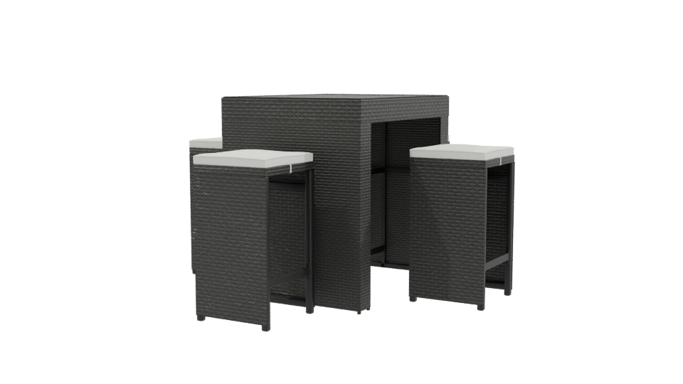 Bar Table with 4 Stools 3D - Professional 3D Model Render 9