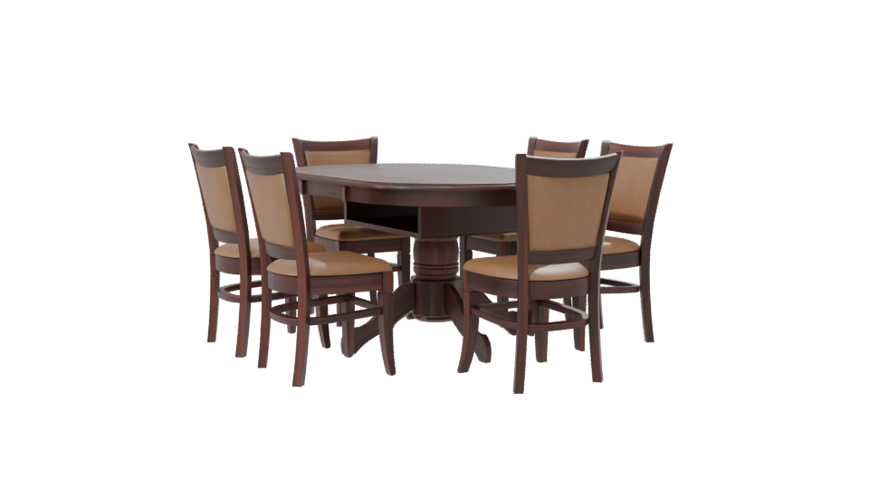 Elegant Round Wooden Dining Set - Professional 3D Model Render 7