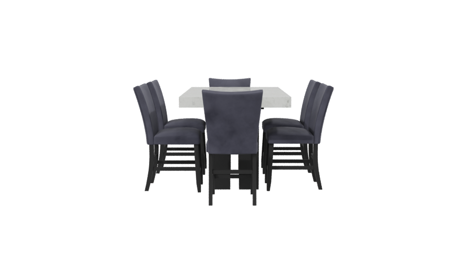 Elegant Rectangular Dining Table Set - Professional 3D Model Render 2