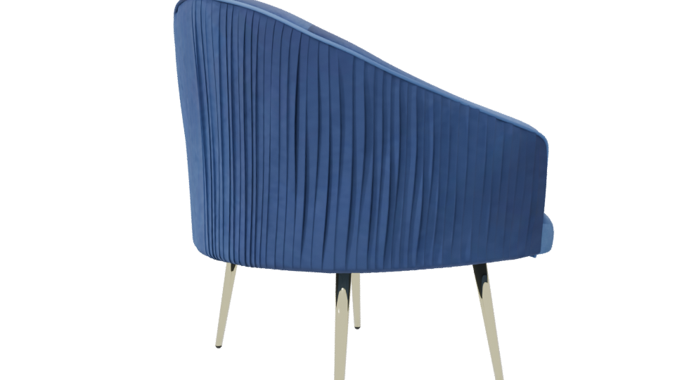Stylish Blue Velvet Chair Model - Professional 3D Model Render 7