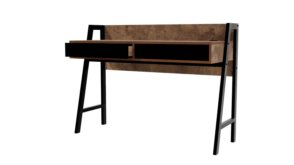 Stylish Industrial Wooden Desk Model - Professional 3D Model Render 3