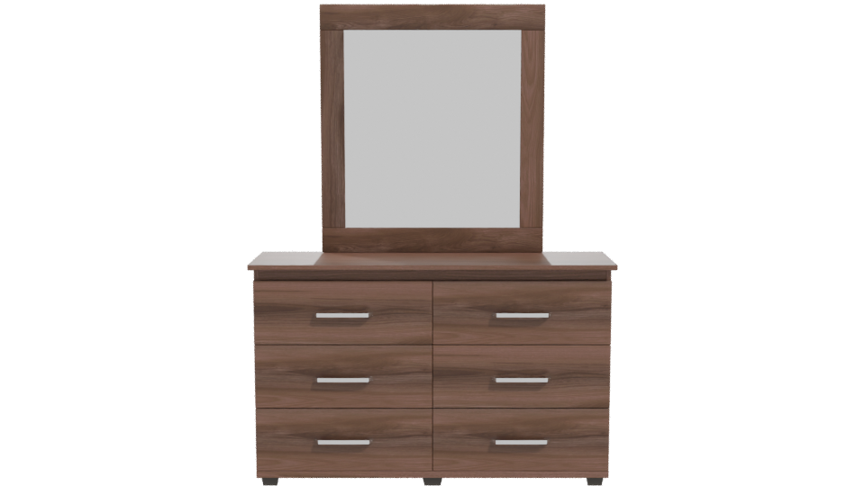 Stylish Wooden Dresser with Mirror - Professional 3D Model Render 11