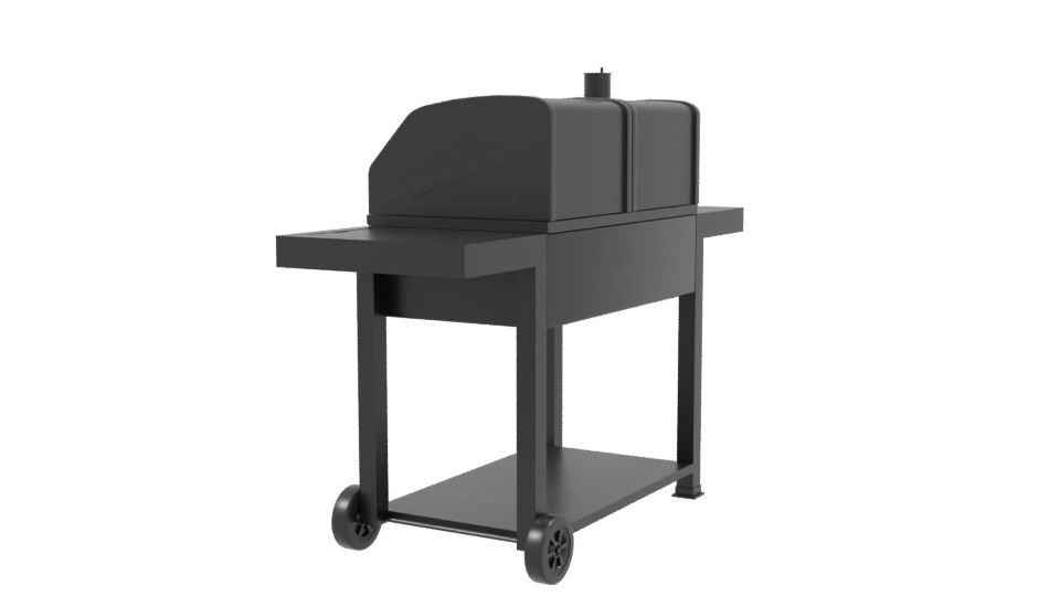 Stylish Dual Chamber BBQ Grill 3D Model - Professional 3D Model Render 3