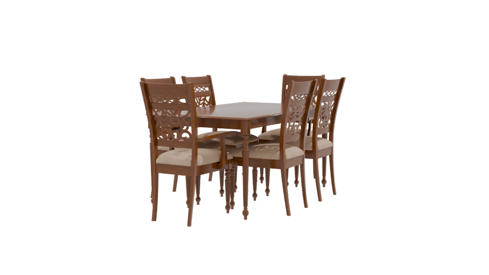 Elegant Wooden Dining Set 3D - Professional 3D Model Render 9