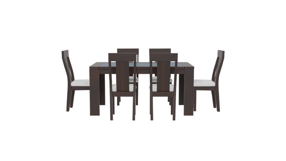 Elegant Modern Wooden Dining Table with Chairs - Professional 3D Model Render 5