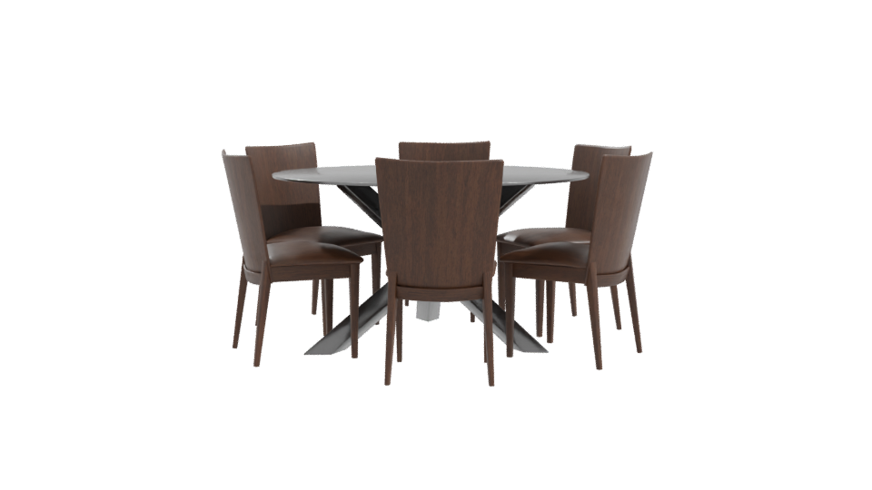 Elegant Glass Dining Table Set 3D - Professional 3D Model Render 10