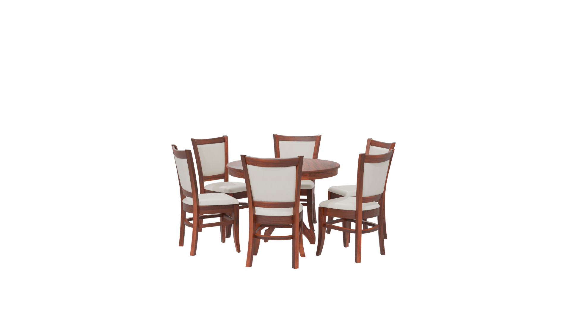 Elegant Round Wooden Dining Table with Chairs - Professional 3D Model Render 6