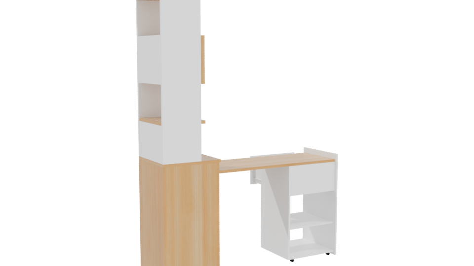 Contemporary Wooden Office Desk with Storage - Professional 3D Model Render 4