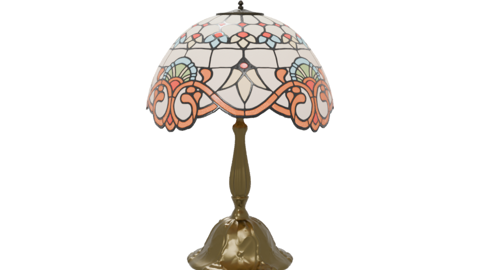 Vintage Stained Glass Table Lamp - Professional 3D Model Render 6