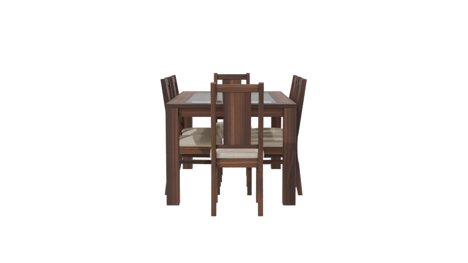 Stylish Wooden Dining Table Set - Professional 3D Model Render 2