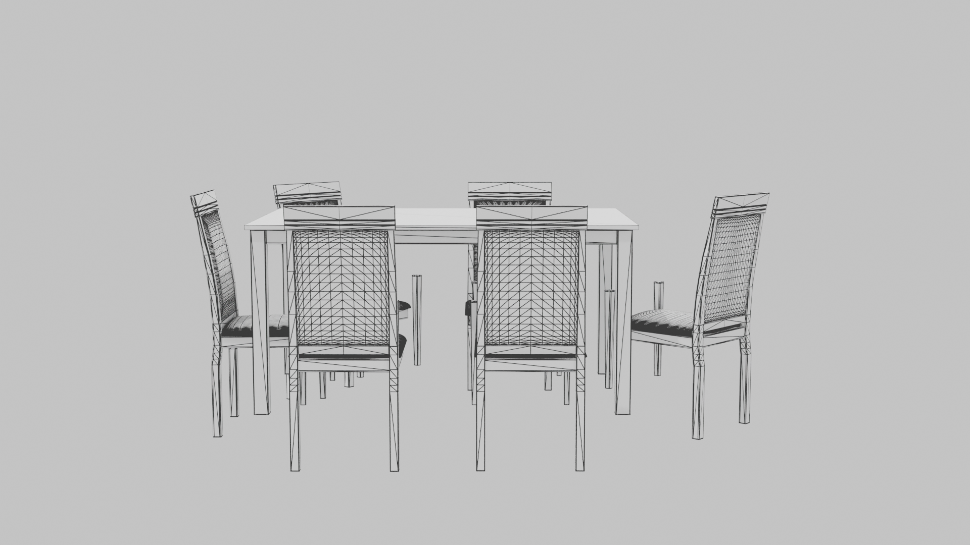 Elegant Wooden Dining Table Set 3D Model - Professional 3D Model Render 9