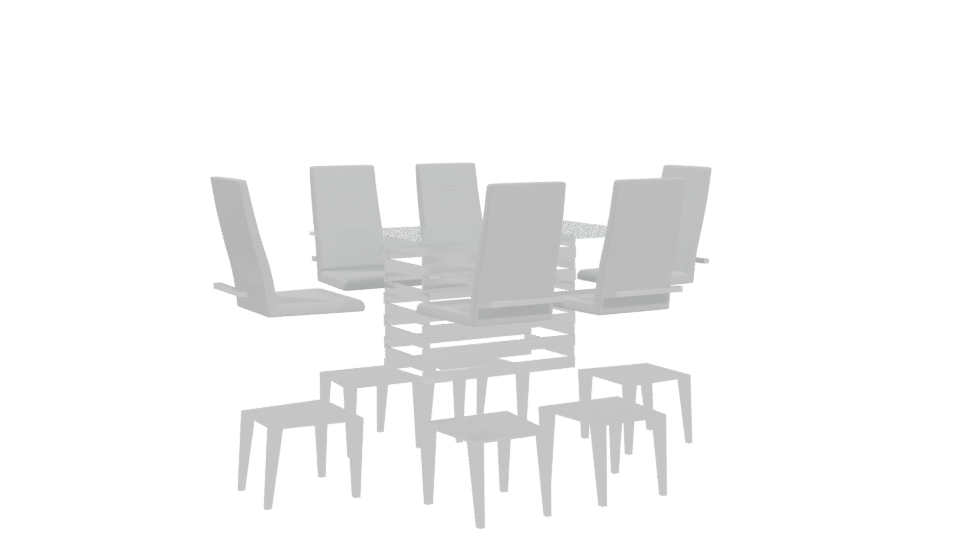 Contemporary Glass Dining Set - Professional 3D Model Render 4