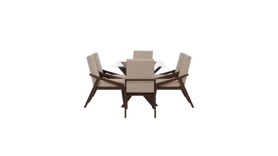 Stylish Glass Dining Table Set - Professional 3D Model Render 2
