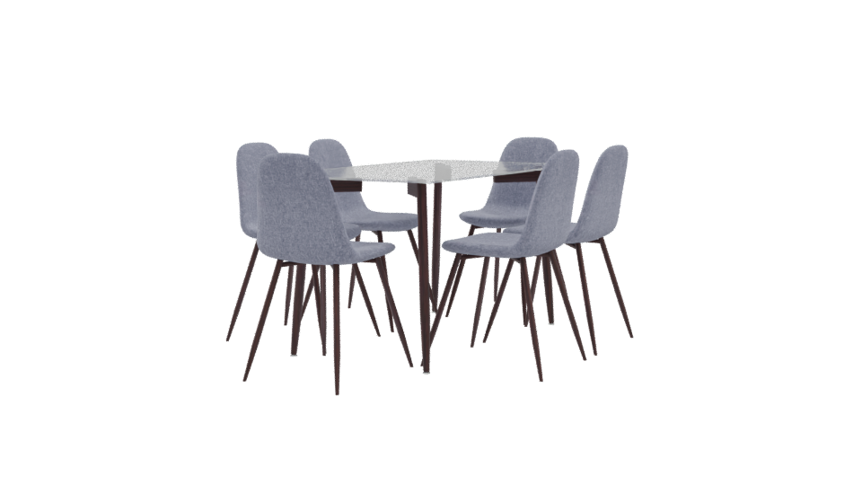Modern Glass Dining Table Set - Professional 3D Model Render 9