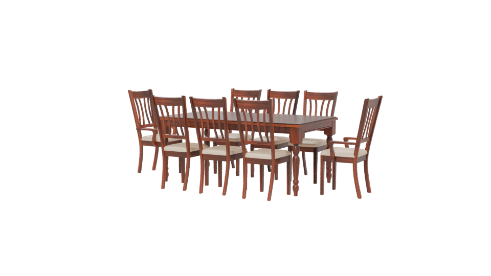 Elegant Wooden Dining Table with Chairs 3D Model - Professional 3D Model Render 6