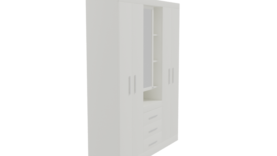 White Closet with Mirror 3D - Professional 3D Model Render 9
