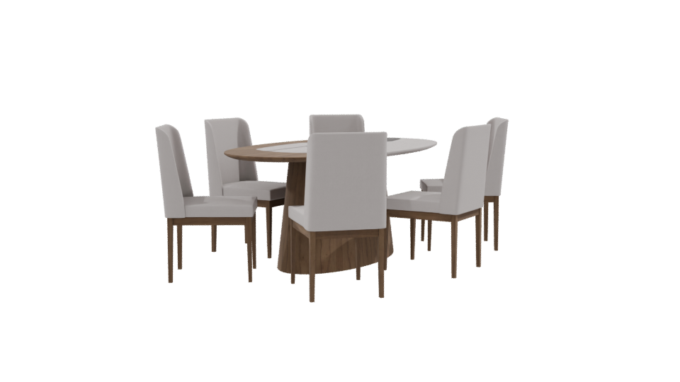 Contemporary Round Dining Table Set - Professional 3D Model Render 9