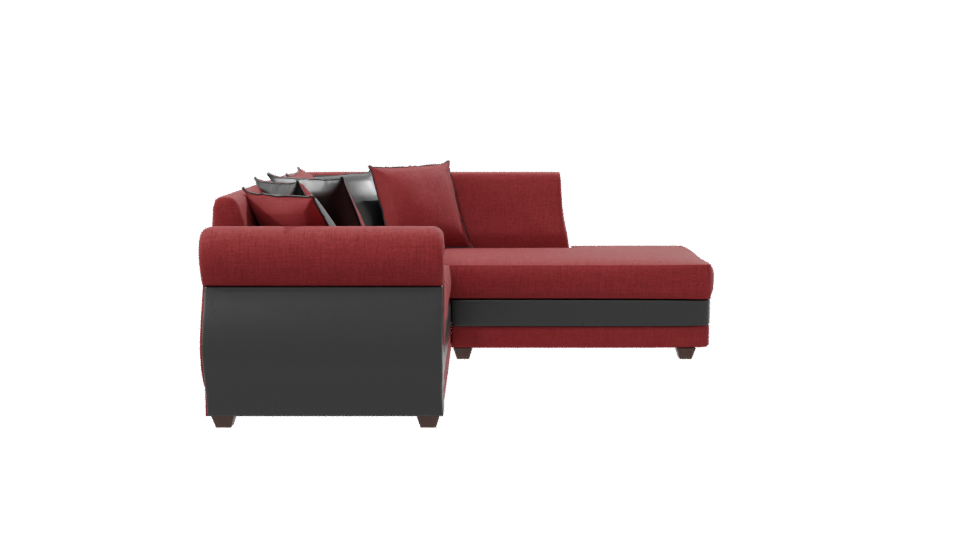 Stylish Red Fabric Sofa with Cushions 3D Model - Professional 3D Model Render 8