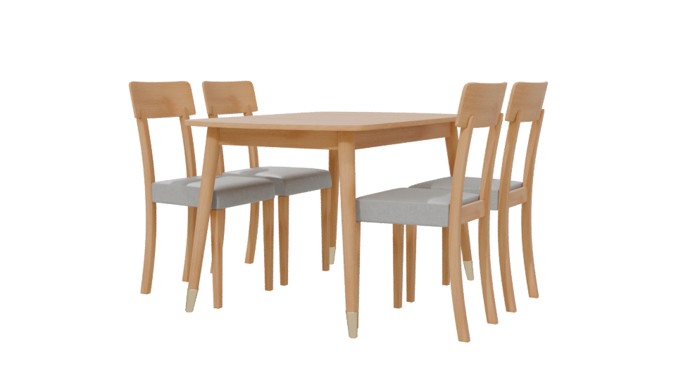 Stylish Wooden Dining Table Set - Professional 3D Model Render 6