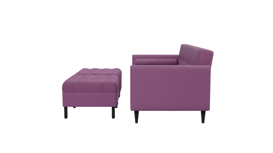 Retro Sofa with Poufs 3D Model - Professional 3D Model Render 2
