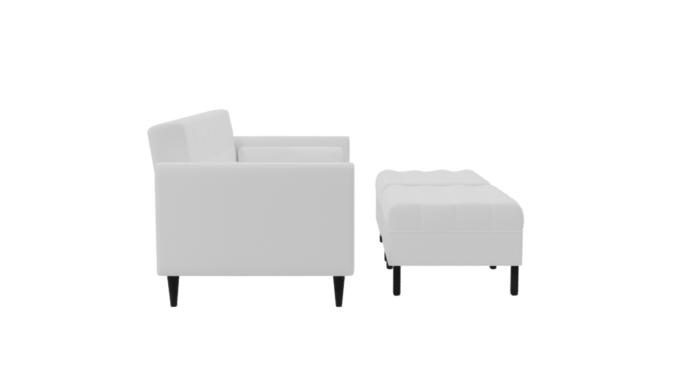 White Retro Sofa with Poufs 3D - Professional 3D Model Render 8