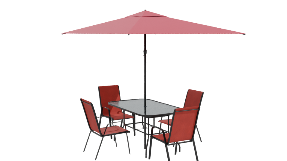 Stylish Outdoor Dining Set with Umbrella 3D Model - Professional 3D Model Render 10