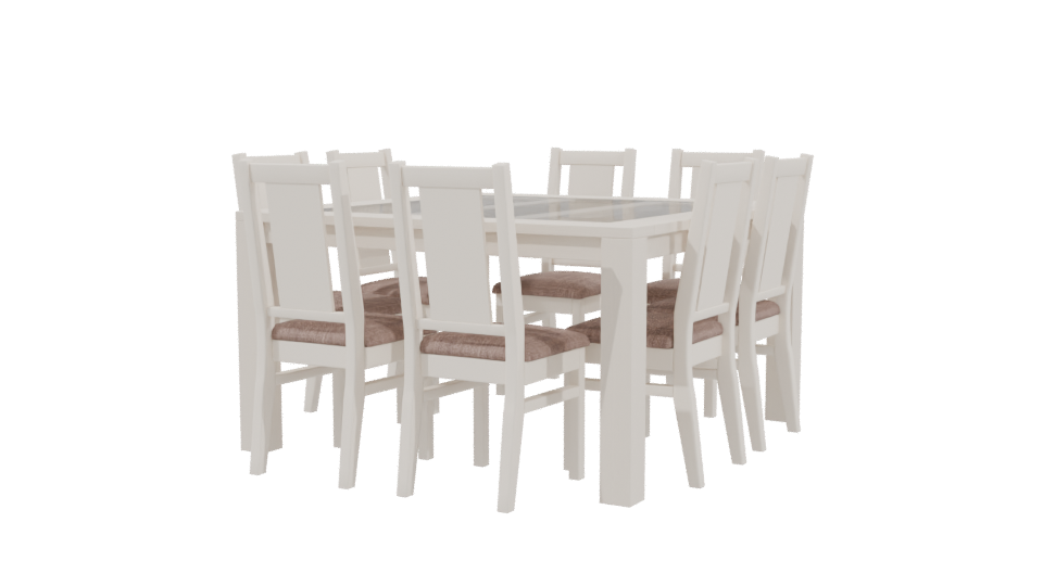 Stylish White Dining Table Set 3D Model - Professional 3D Model Render 3