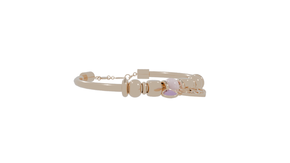 Elegant Gold Charm Bracelet 3D - Professional 3D Model Render 10