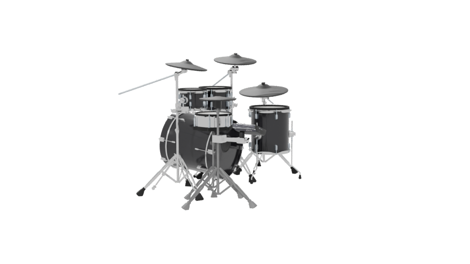Realistic Black Drum Set 3D - Professional 3D Model Render 6