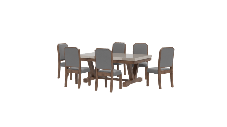 Stylish Wooden Dining Table Set - Professional 3D Model Render 12