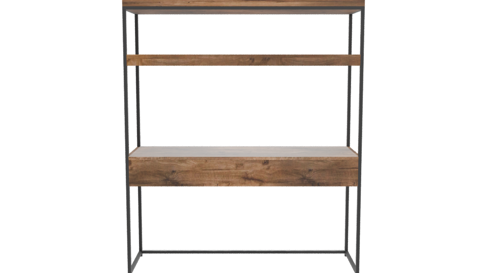 Stylish Industrial Wooden Display Shelf 3D Model - Professional 3D Model Render 11