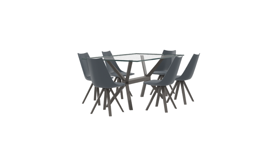 Glass Dining Table Set 3D - Professional 3D Model Render 9
