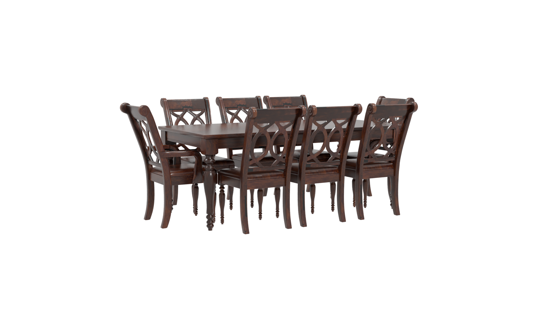 Wooden Dining Table Set 3D - Professional 3D Model Render 4