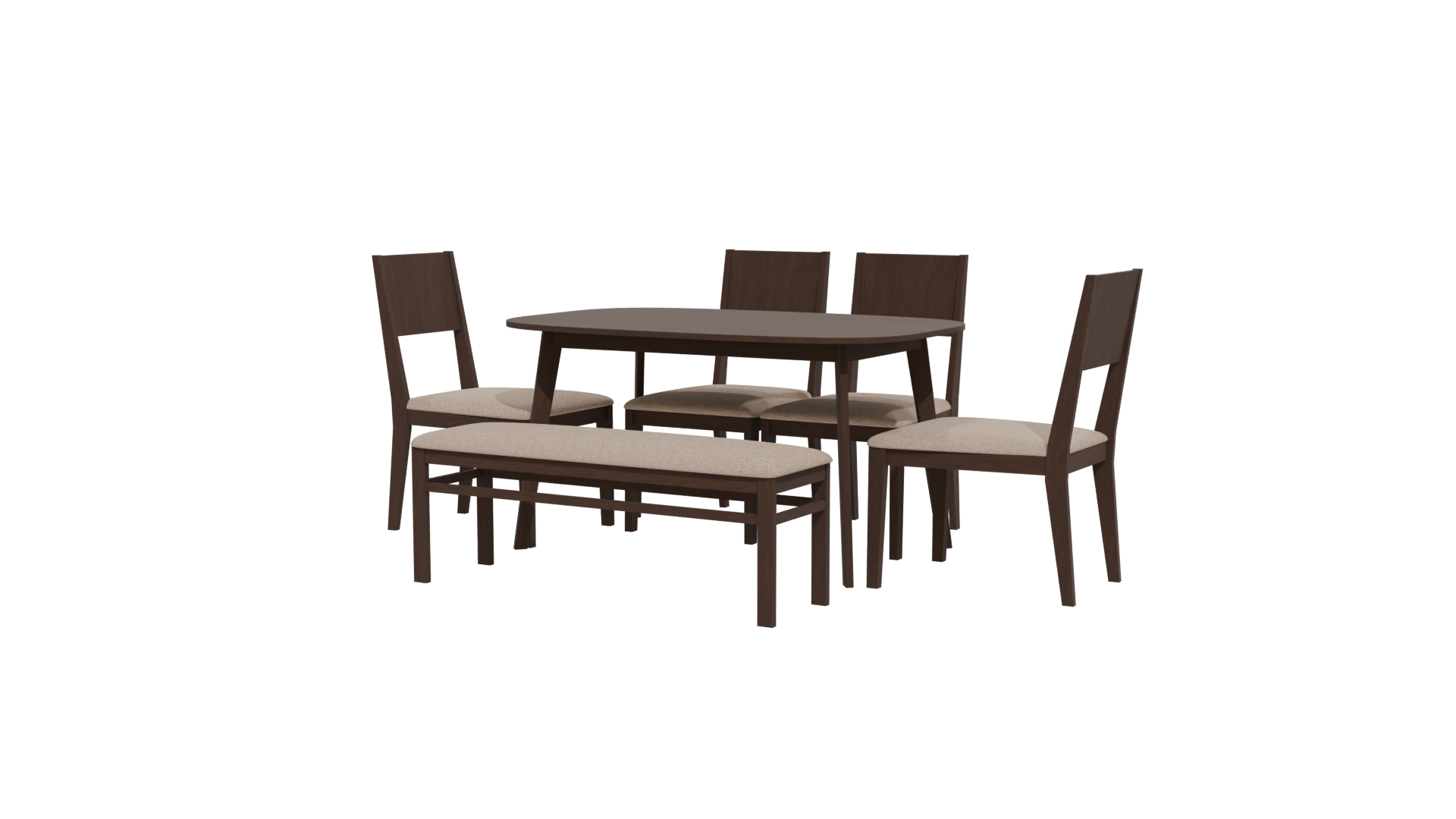 Stylish Wooden Dining Set 3D Model - Professional 3D Model Render 12
