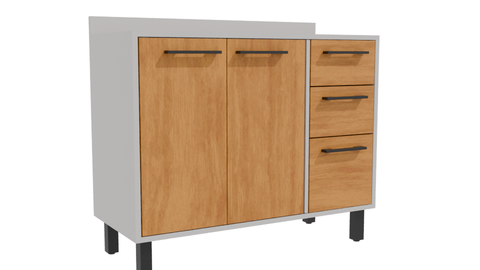 Stylish Wooden Cabinet Model 3D - Professional 3D Model Render 10