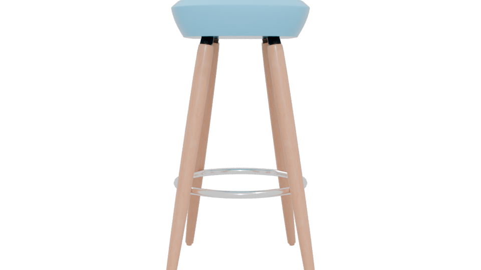 Contemporary Bar Stool with Wooden Legs 3D Model - Professional 3D Model Render 5