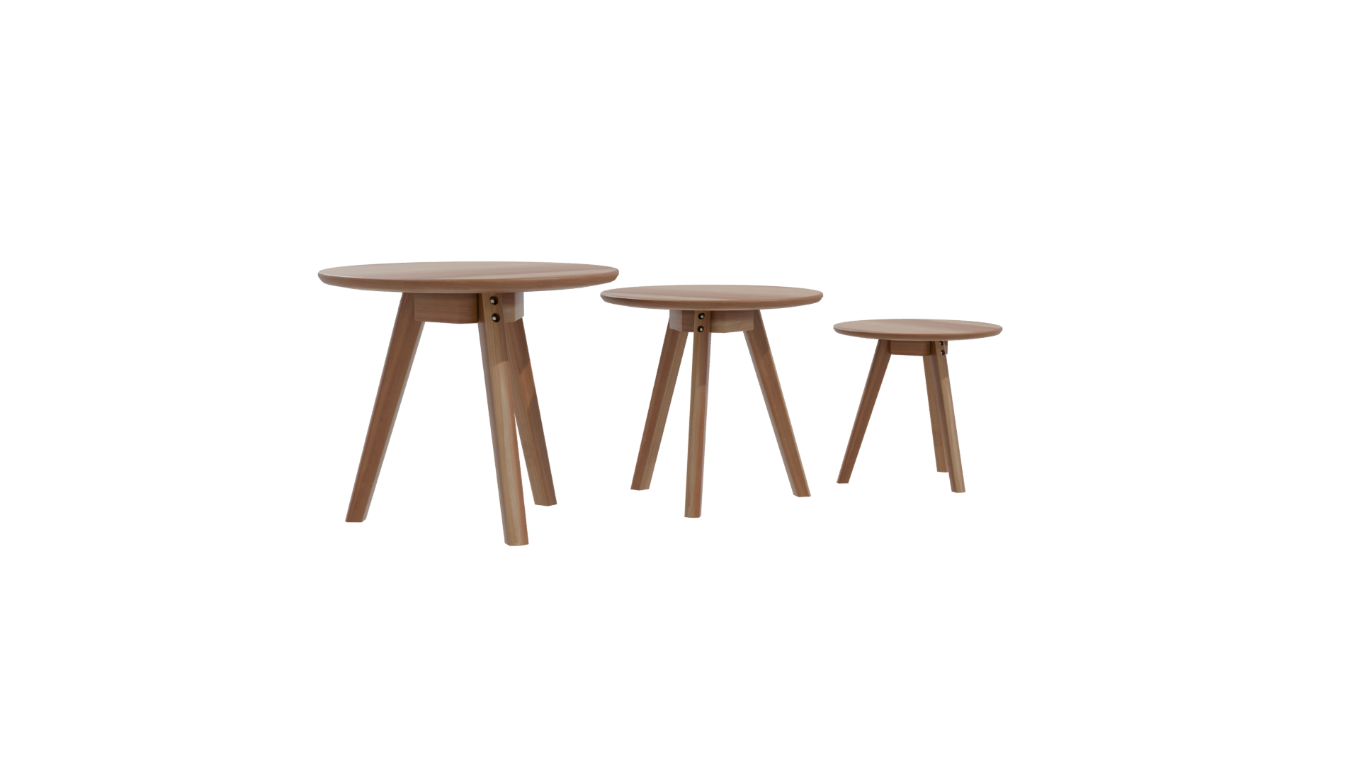 Stylish Wooden Side Table Set - Professional 3D Model Render 10