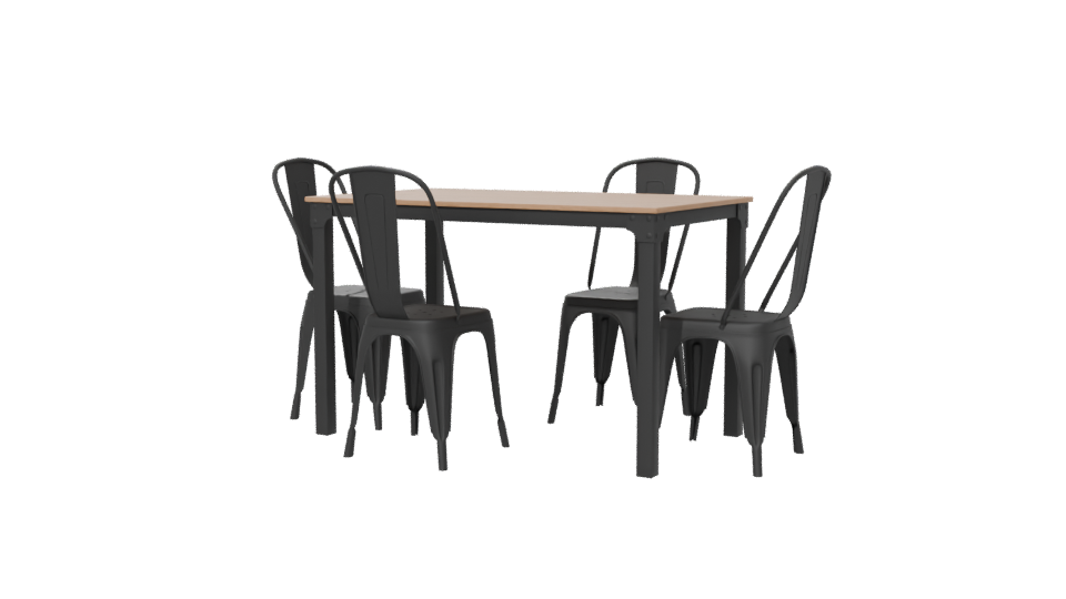 Stylish Wooden Dining Table Set - Professional 3D Model Render 6