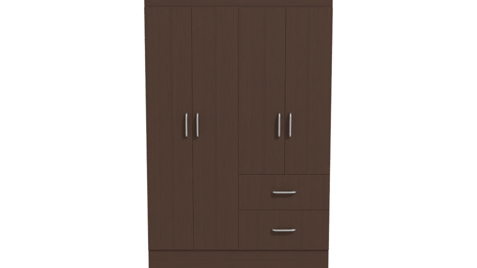 Stylish Wooden Wardrobe with Drawers 3D Model - Professional 3D Model Render 11