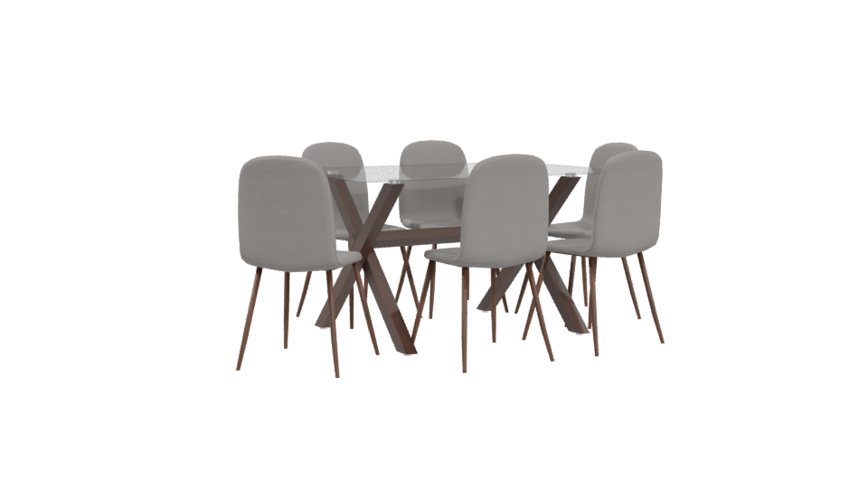 Stylish Glass Top Dining Set - Professional 3D Model Render 4