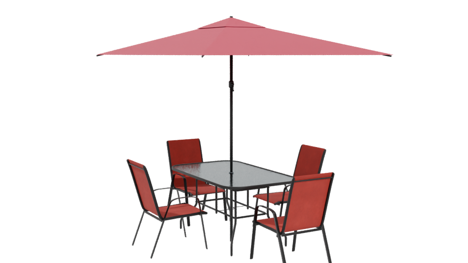 Stylish Outdoor Dining Set with Umbrella 3D Model - Professional 3D Model Render 4