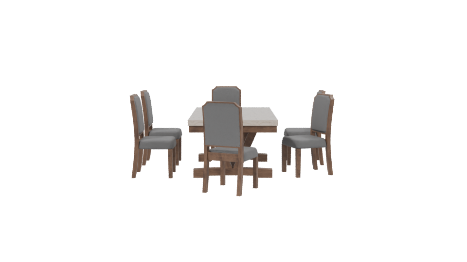 Stylish Wooden Dining Table Set - Professional 3D Model Render 2