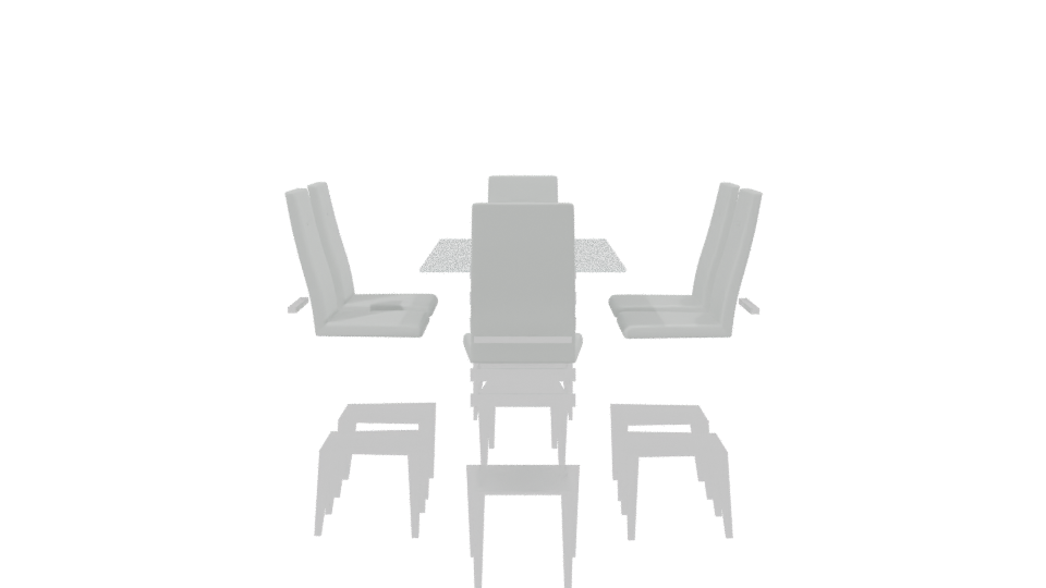 Contemporary Glass Dining Set - Professional 3D Model Render 2