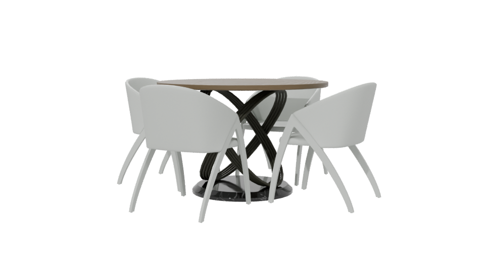 Modern Round Table Set 3D - Professional 3D Model Render 6