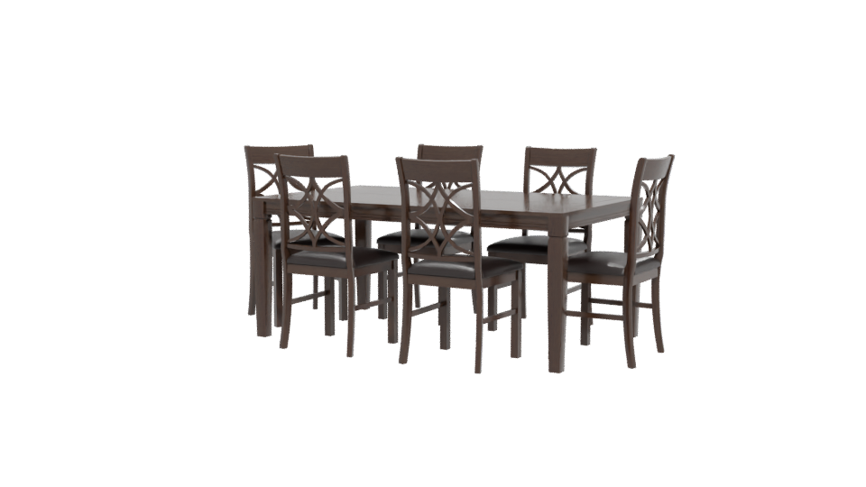 Elegant Wooden Dining Table Set - Professional 3D Model Render 12