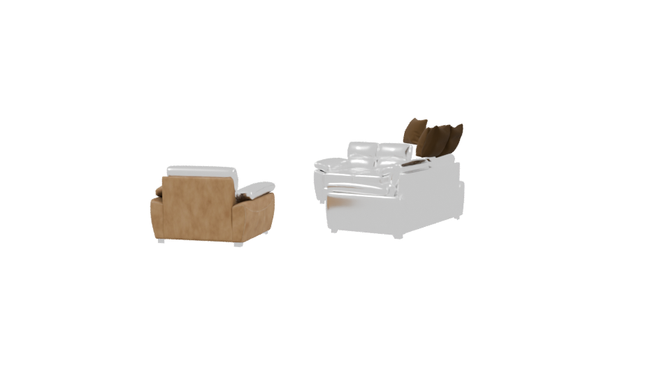 Stylish Brown Leather Sofa Set - Professional 3D Model Render 3