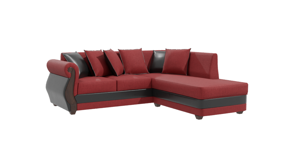 Stylish Red Fabric Sofa with Cushions 3D Model - Professional 3D Model Render 10