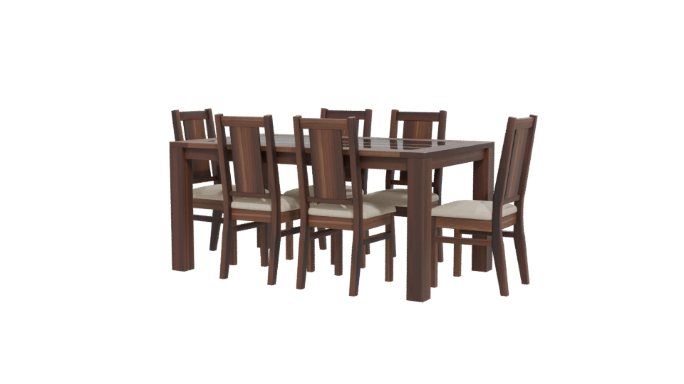Stylish Wooden Dining Table Set - Professional 3D Model Render 12